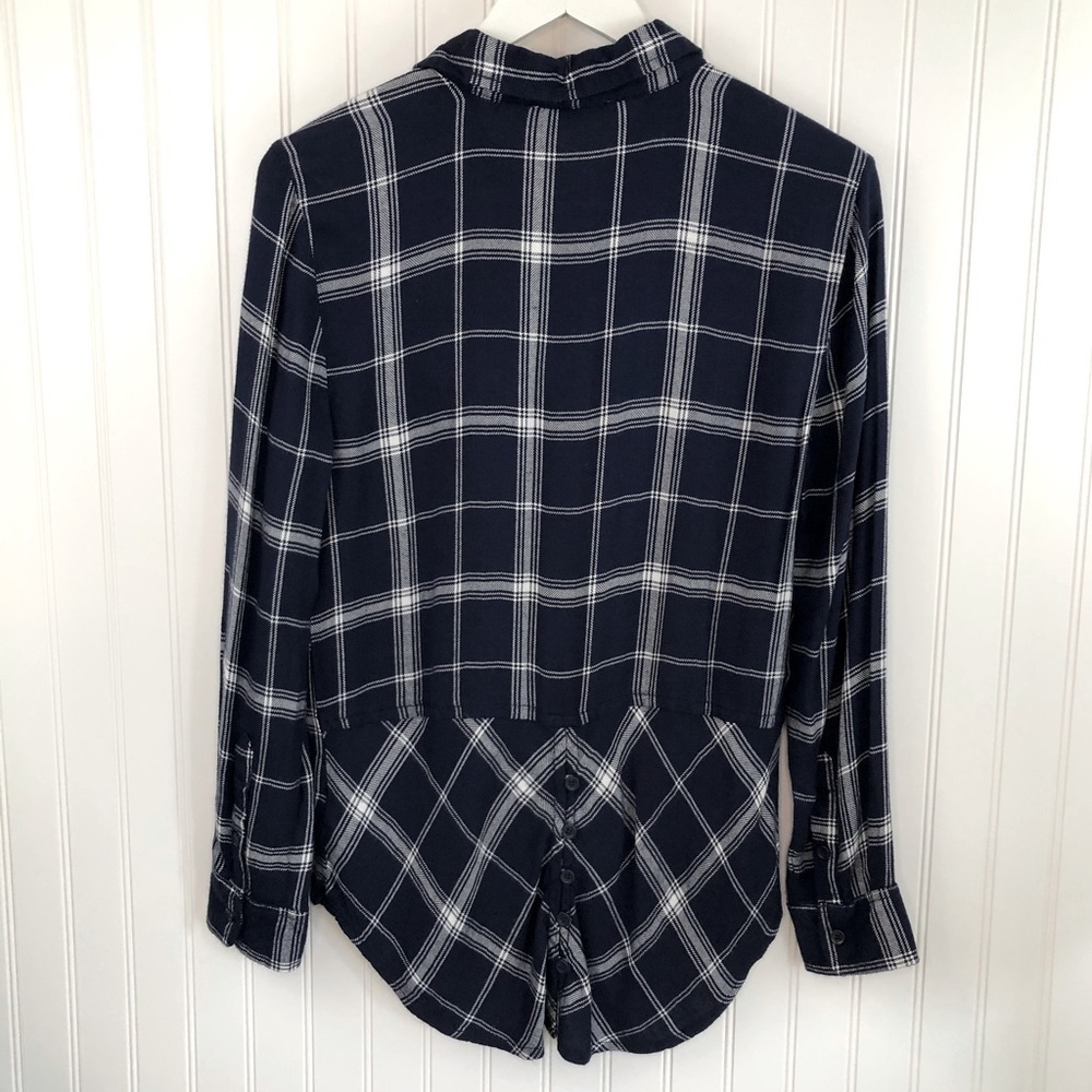 BeachLunchLounge Shirt Tail Navy Flannel Shirt XS